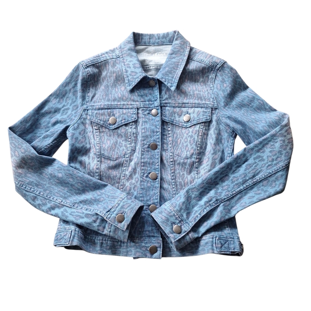FC Jeans Women's Leopard Print Hint of Pink Denim Jacket 6